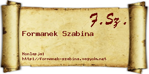 Formanek Szabina névjegykártya